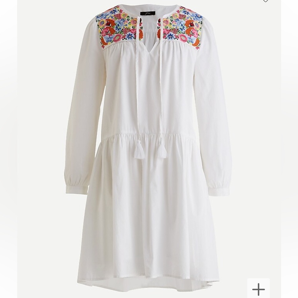 J.Crew Farmer’s Market Cotton Tunic Dress embroidery on yoke, pockets! size M